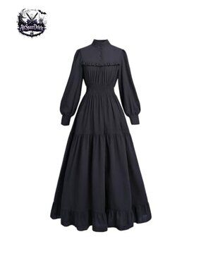 Victorian Edwardian Long Sleeve Maxi Dress Renaissance Costume
